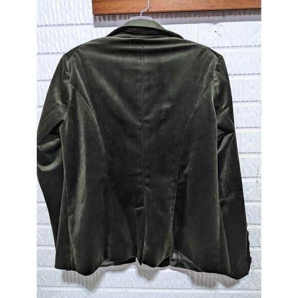 Joh Women's Olive Green Velveteen Double Breasted Buttons Blazer Jacket Medium - Picture 4 of 8